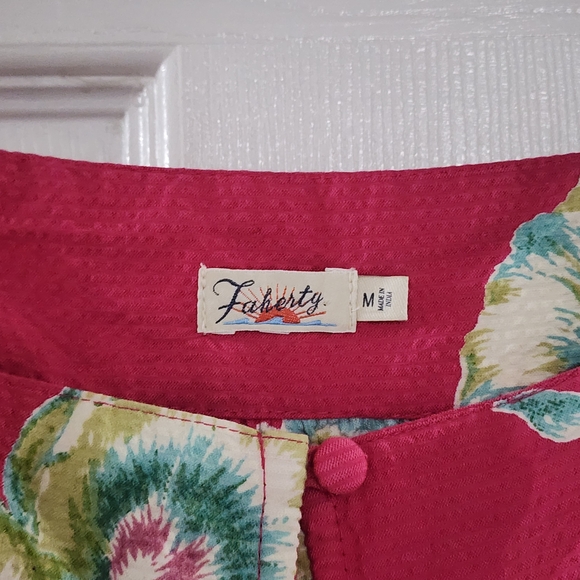 Faherty Pink Floral Tropical Sleeveless Tank Top - Size M - Organic Cotton Blend - Picture 3 of 7